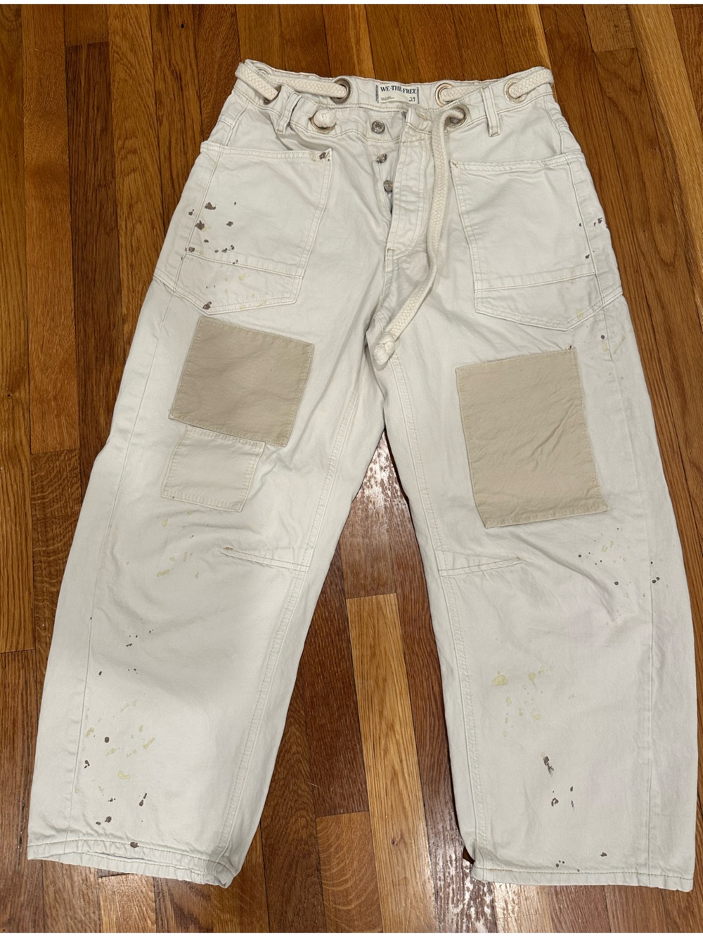We The Free - barrel leg w tan patch work/paint sz 29